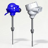 5 Threaded temperature sensor with neck pipe and sensing element